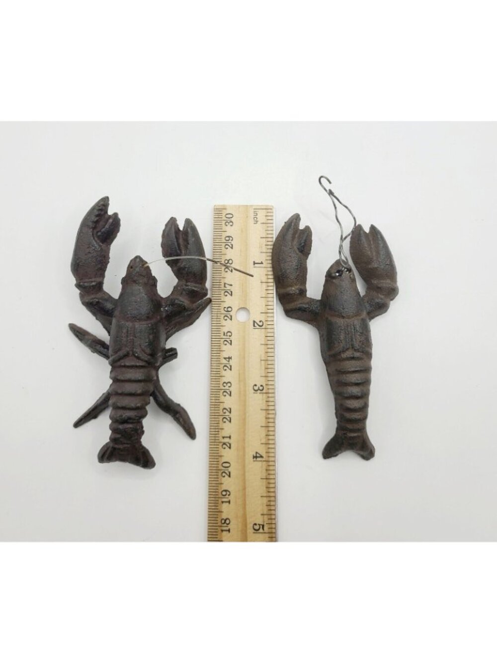 Vtg Cast Iron Lobster Crawfish Figurine Paperweight Nautical Decor Cajun Set - Picture 9 of 10